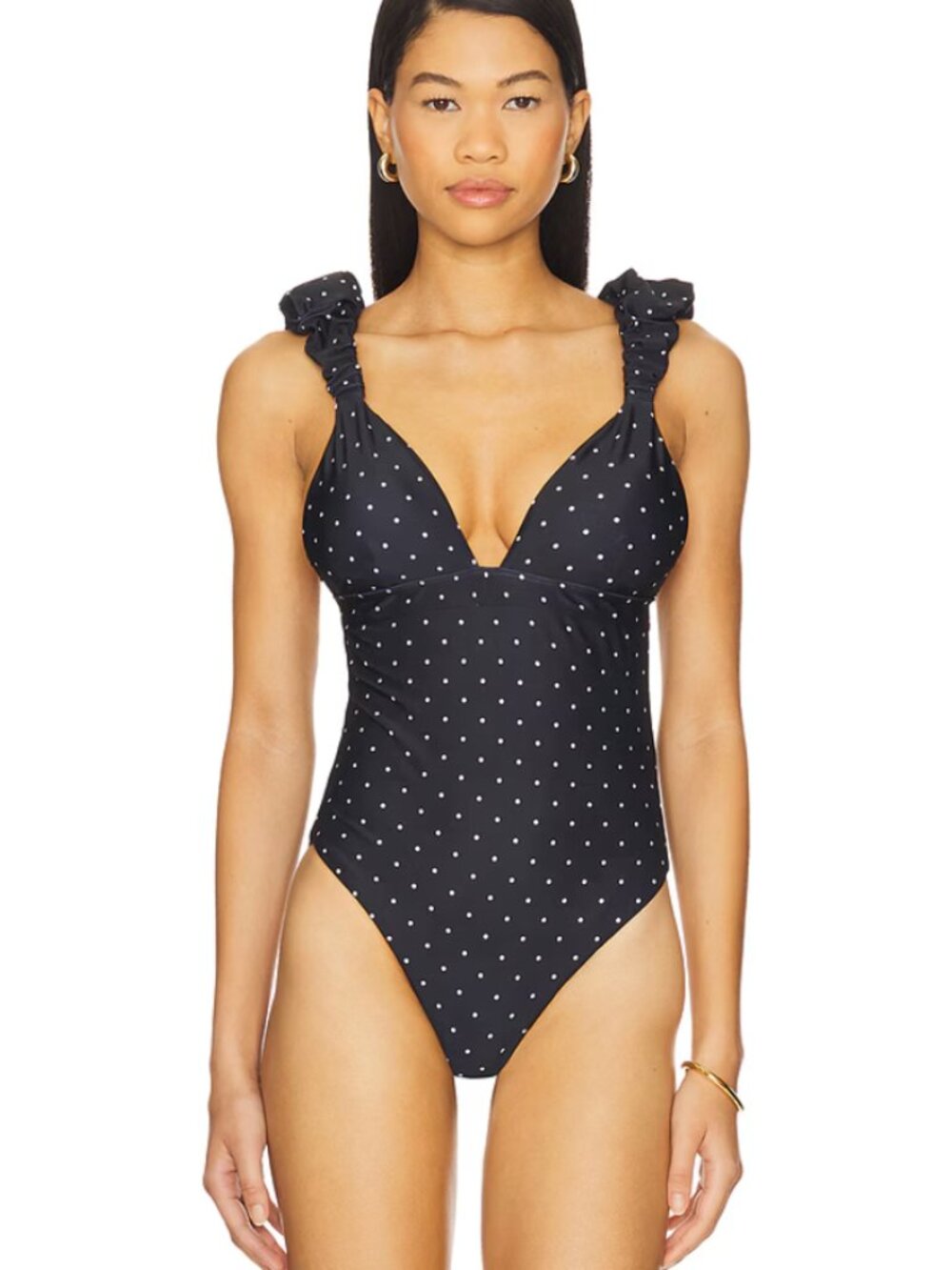 NEW LPA LPA Zella One Piece Swimsuit in Black & White Dot Polka Dot Polkadot XS